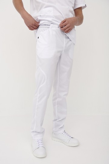 Pantalón sanitario MONZA Drago 13.02 Color Blanco Modelo Frontal