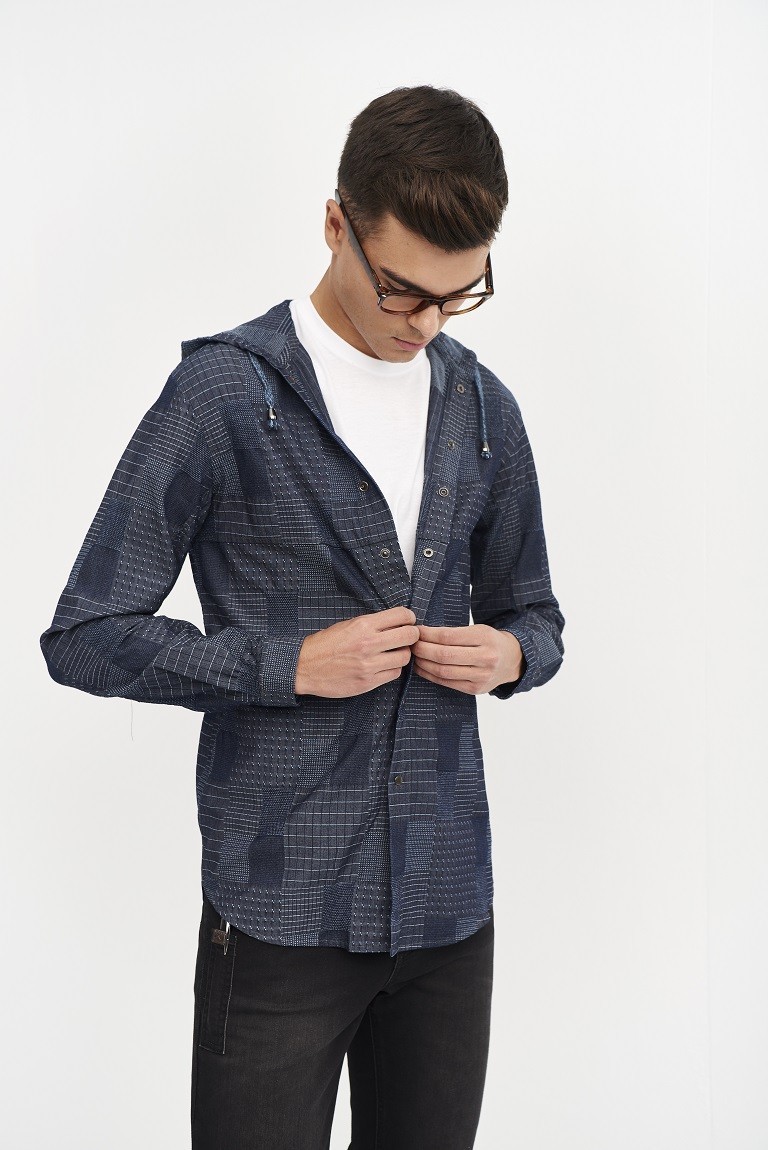 Camisa Jacquard con capucha denim MONZA 2039